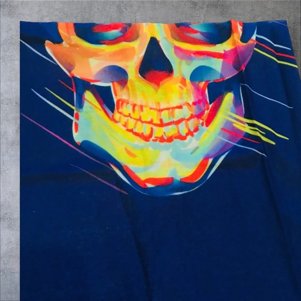 Neon Skull Paint 16 n 1 Neck Gaiter Face Cover Dust Mask Biker Rag